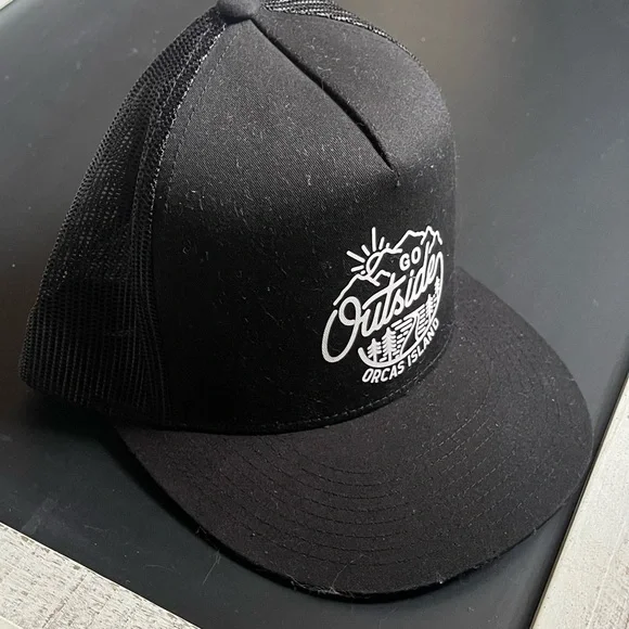 Go Outside Orcas Island Black Trucker Hat - Picture 4 of 5